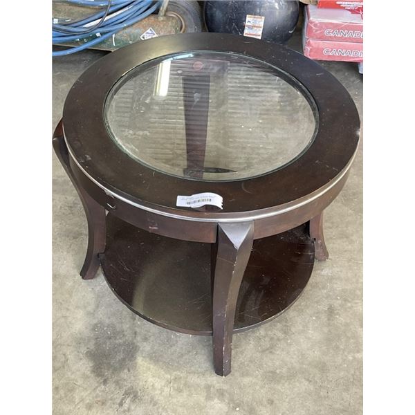 ROUND COFFEE TABLE W/ GLASS INSERT