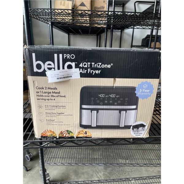 BELLA PRO MINI TRIZONE FLEX AIR FRYER CERAMIC 4QT - TESTED WORKING, RETAIL $299
