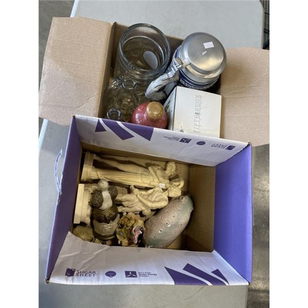 2 BOXES OF ASSORTED ANTIQUE AND VINTAGE COLLECTIBLES