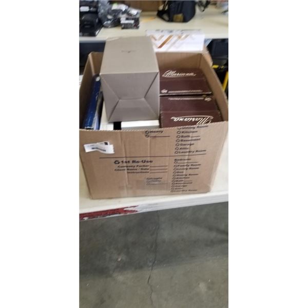 BOX OF ASSORTED GLASSWARE AND SERVING ITEMS