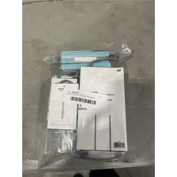 ASSORTED LBT IPHONE CHARGERS, ADPTORS CORDS ETC