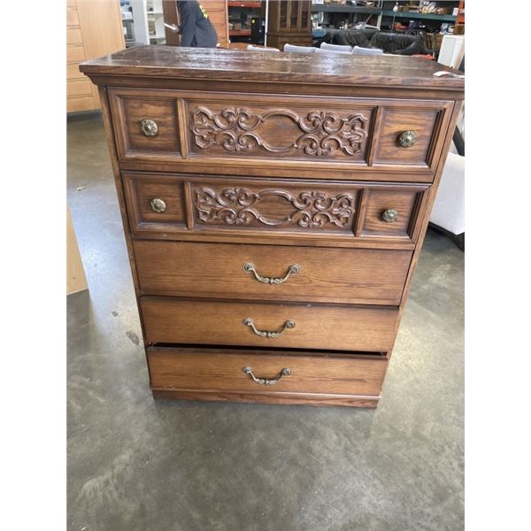 OAK 5 DRAWER HIGHBOY DRESSER