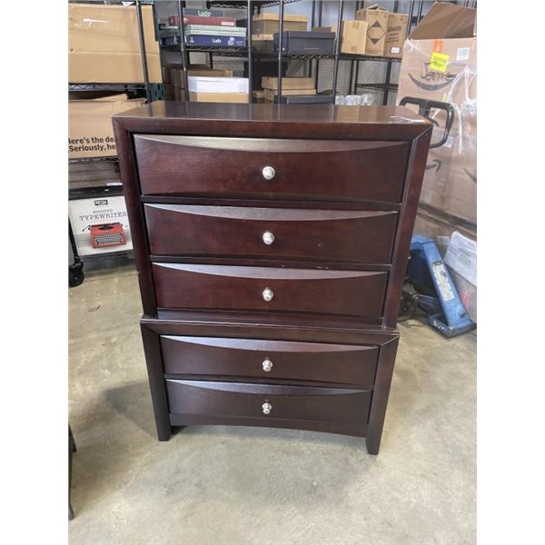 5 DRAWER HIGHBOY DRESSER DARK FINISH