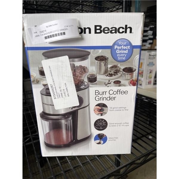 HAMILTON BEACH BURR COFFEE GRINDER - TESTED WORKING