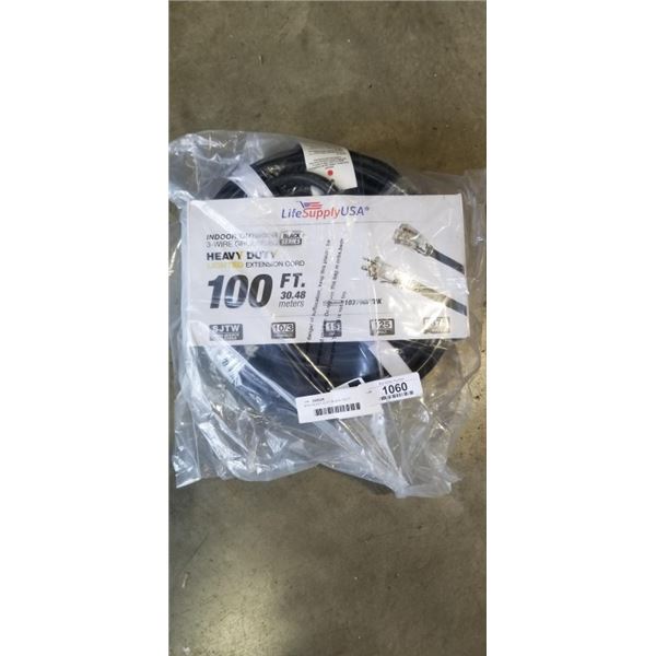 NEW HEAVY DUTY BLACK 100 FT EXTENSION CORD 10AWG/3C