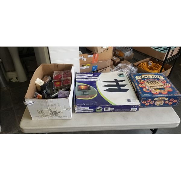 ASSORTED HOUSEHOLD AND DECOR, MUTI BOARD GAME AND MEDIA WALL MOUNT SHELVES