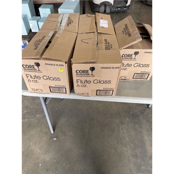 4 AND A HALF BOXES CORE GLASSWARE FLUTE GLASSES. 12/CS