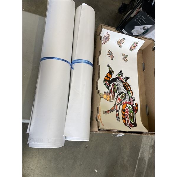 NEW CONSTRUCTION CRAFT PAPER AND TRAY OF PACIFIC COAST INDIAN ART SERIES POSTERS