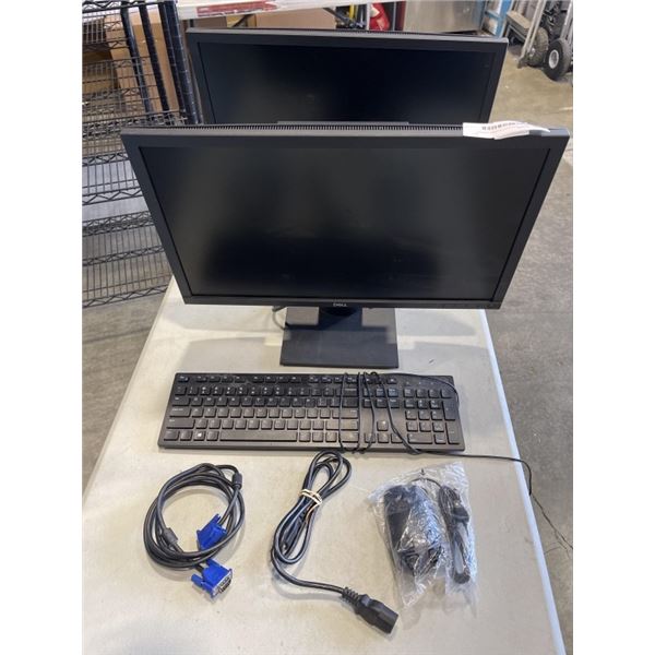 2 DELL MONITORS WITH POWER SUPPLY, WORKING