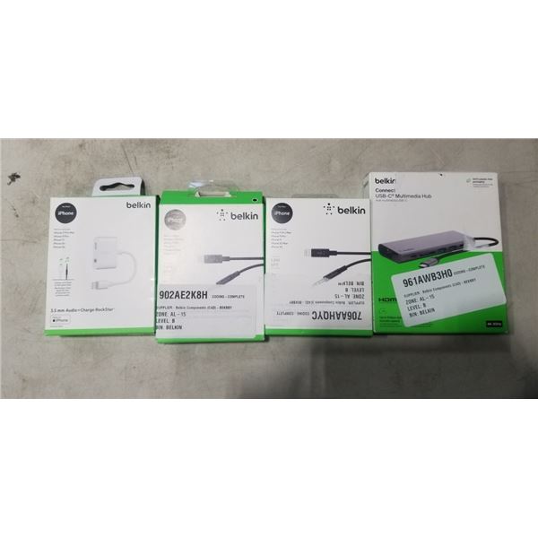 BELKIN CONNECT USB-C MULTIMEDIA HUB, BELKIN 3.5MM AUDIO + CHARGE ROCKSTAR CABLE, AND 2 BELKIN 3.5MM 