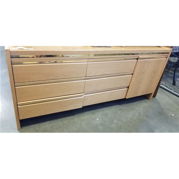 MCM OAK WITH BRASS ACCENT 6 DRAWER DRESSER