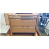 Image 1 : MCM OAK AND BRASS ACCENT 2 DRAWER NIGHTSTAND