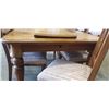 Image 3 : ANTIQUE OAK DINING TABLE WITH ORIGINAL PORCELAIN WHEELS AND 6 DINING CHAIRS WITH EXTENSION LEAF