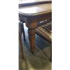 Image 8 : ANTIQUE OAK DINING TABLE WITH ORIGINAL PORCELAIN WHEELS AND 6 DINING CHAIRS WITH EXTENSION LEAF