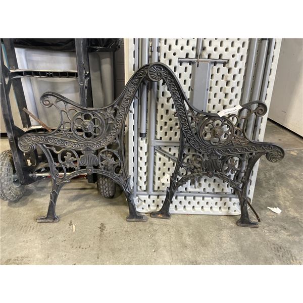 PAIR OF CAST IRON BENCH ENDS