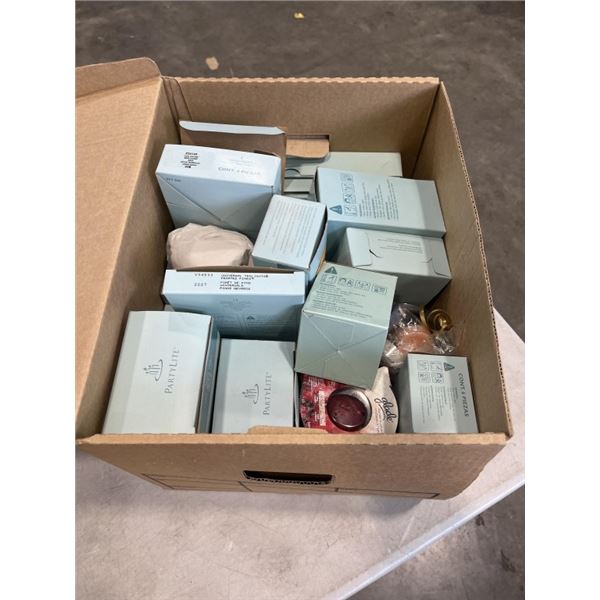 BOX OF ASSORTED PARTYLITE CANDLES