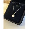 Image 2 : NEW S925 3.0CT SIMULATED DIAMOND (CZ) SOLITAIRE NECKLACE 16"-18" LONG MOUNTED IN 925 STERLING SILVER