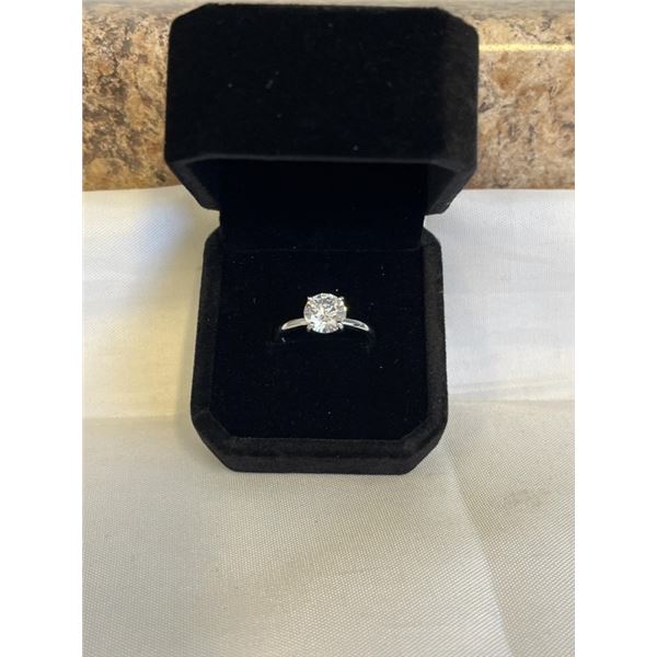 NEW S925 2.0CT SIMULATED DIAMOND (CZ) SOLITAIRE RING SIZE 7.5, MOUNTED IN 925 STERLING SILVER W/ WHI