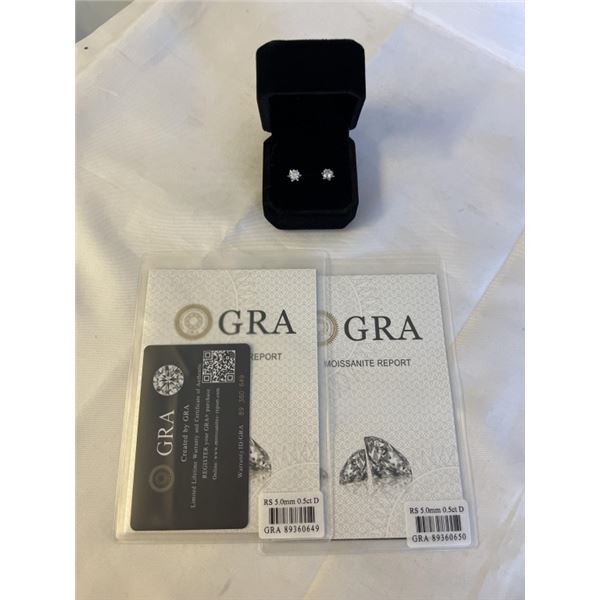 NEW S925 0.5CT EACH MOISSANITE SNOWFLAKE STUD EARRINGS, MOUNTED IN 925 STERLING SILVER W/ WHITE GOLD