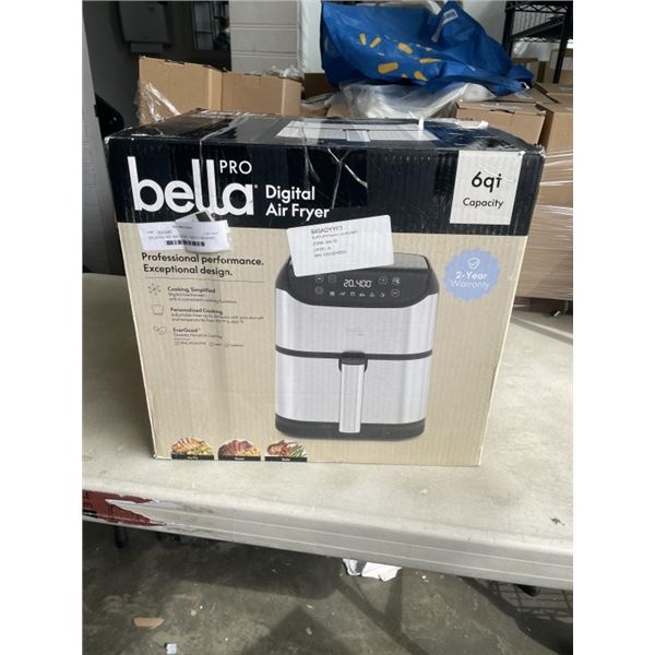 BELLA PRO 6QT AIR FRYER - TESTED WORKING, RETAIL $219