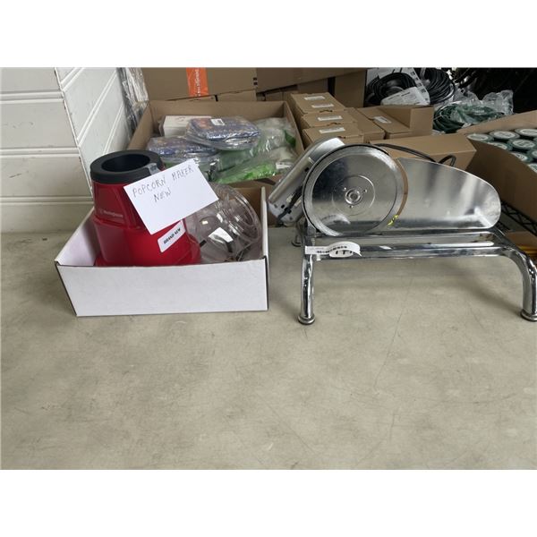 MINI POPCORN MAKER AND STAINLESS MEAT SLICER