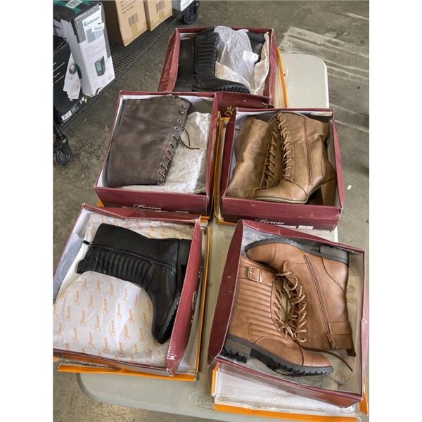 5 NEW PAIORS OF LADIES BOTOS ASSORTED SIZES 6-8.5