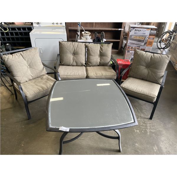4PC PATIO FURNITURE SET, WITH BENCH , 2 CHAIRS AND COFFEE TABLE