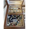 Image 3 : VINTAGE WOOD JEWELRY CASE W/ CONTENTS