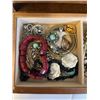 Image 5 : VINTAGE WOOD JEWELRY CASE W/ CONTENTS
