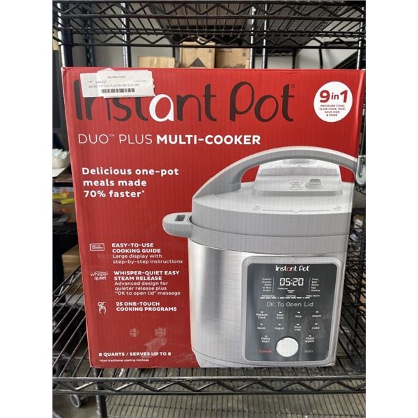 INSTANT POT DUO PLUS 9IN1 8QT ELECTRIC PRESSURE COOKER - TESTED WORKING, RETAIL $209