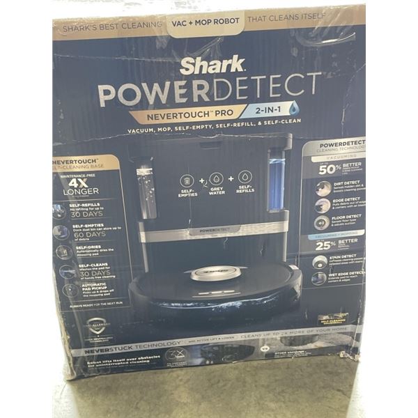 SHARK POWERDETECT NEVER TOUCH PRO SELF-EMPTYING ROBOT VACUUM AND MOP - TESTED WORKING