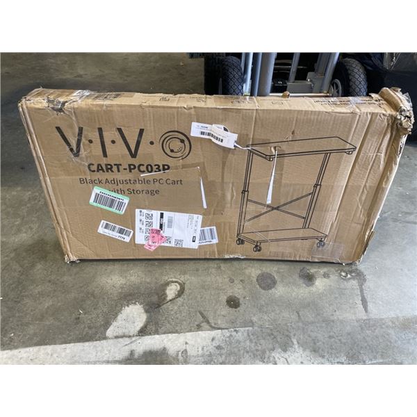VIVO BLACK ADJUSTABLE PC CART WITH STORAGE
