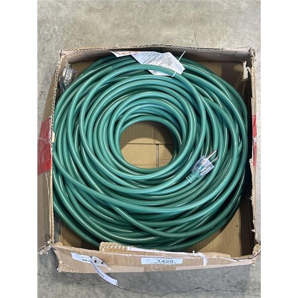 NEW APPROX 100  FT GREEN HEAVY DUTY EXTENSION CORD 14AWGX3C