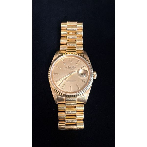 APPROX 18K ROLEX OYSTER PERPETUAL DATE MENS WRISTWATCH