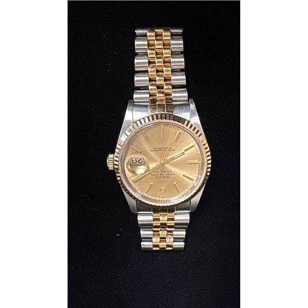 APPROX 18K/STAINLESS ROLEX OYSTER PERPETUAL DATE MENS WRISTWATCH