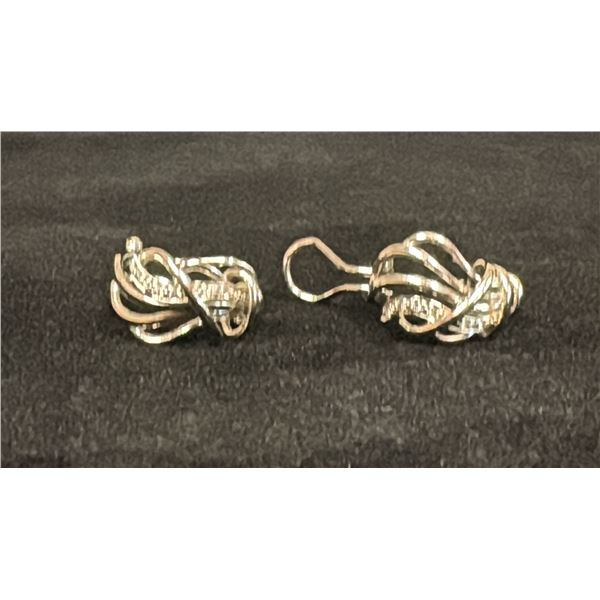 PAIR APPROX 14K EARRINGS SET WITH DIAMONDS (8.3G)