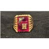 Image 1 : APPROX 10K MENS SIGNET RING SET WITH RED STONE & DIAMOND (9.4G)