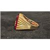 Image 2 : APPROX 10K MENS SIGNET RING SET WITH RED STONE & DIAMOND (9.4G)