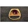 Image 3 : APPROX 10K MENS SIGNET RING SET WITH RED STONE & DIAMOND (9.4G)