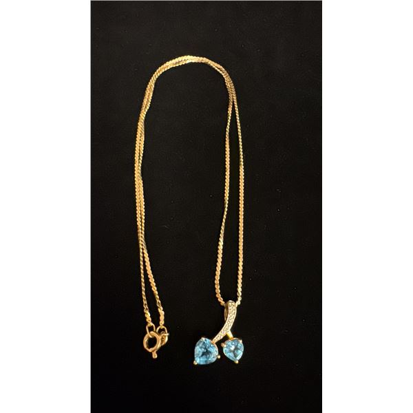 APPROX 10K CHAIN (18") WITH APPROX 10K PENDANT SET WITH BLUE TOPAZ & DIAMONDS (4.6G)