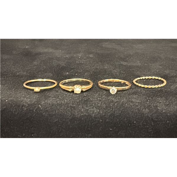 APPROX 10K LADIES RING SET WITH PEARL, APPROX 14K+ LADIES RING SET WITH DIAMOND (.06CT) & TWO