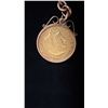 Image 4 : APPROX 9K WATCH CHAIN (16") WITH APPROX 9K FOB SET WITH 1915 UK GOLD HALF-SOVEREIGN (18.2G)