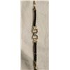 Image 2 : 02 - Brown braided leather bracelet with gold tone metal and rhinestones. 7" bracelet with adjustabl