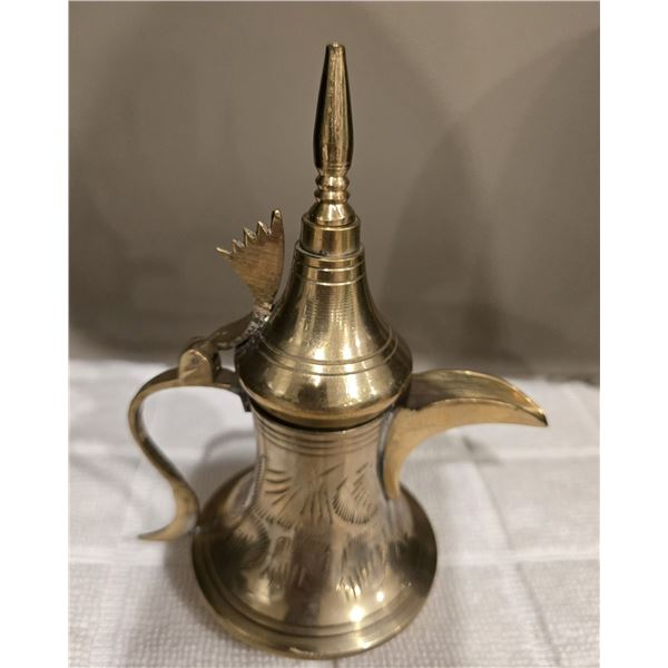 03 - Vintage brass Dallah, a traditional Middle Eastern coffee pot for brewing and serving coffee.  
