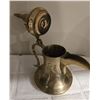 Image 2 : 03 - Vintage brass Dallah, a traditional Middle Eastern coffee pot for brewing and serving coffee.  