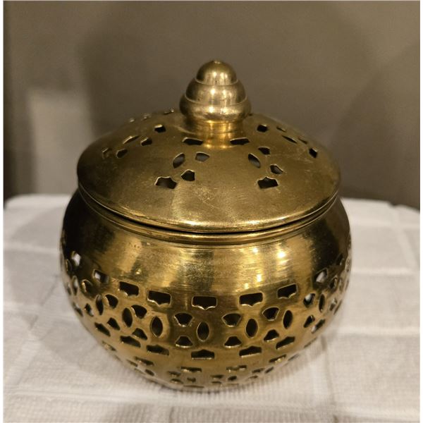 06 - Brass incense burner/holder.  Made in India.  4" across, 5"tall.