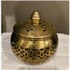 Image 1 : 06 - Brass incense burner/holder.  Made in India.  4" across, 5"tall.