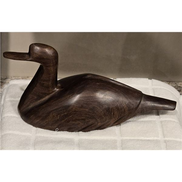 09 - Vintage hand-carved ironwood duck fiqurine.  9" long, 5" high.  Beautiful folk art.