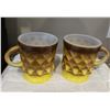 Image 1 : 13 - 2 vintage FireKing Kimberly Diamond yellow and brown stacking coffee mugs.  Exc. Condition.