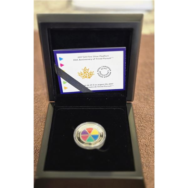 17 - 2017 RCM Canada $25 pure silver 1 oz. Trivial Pursuit colored coin - 35th Anniversary.  In prem